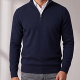 Men's Fine Knit Quarter Zip Sweater with Stand Collar