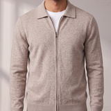 Men's Knitted Full-Zip Cardigan with Collar