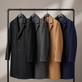 Men's Single Breasted Wool Coat Notch Lapel Design