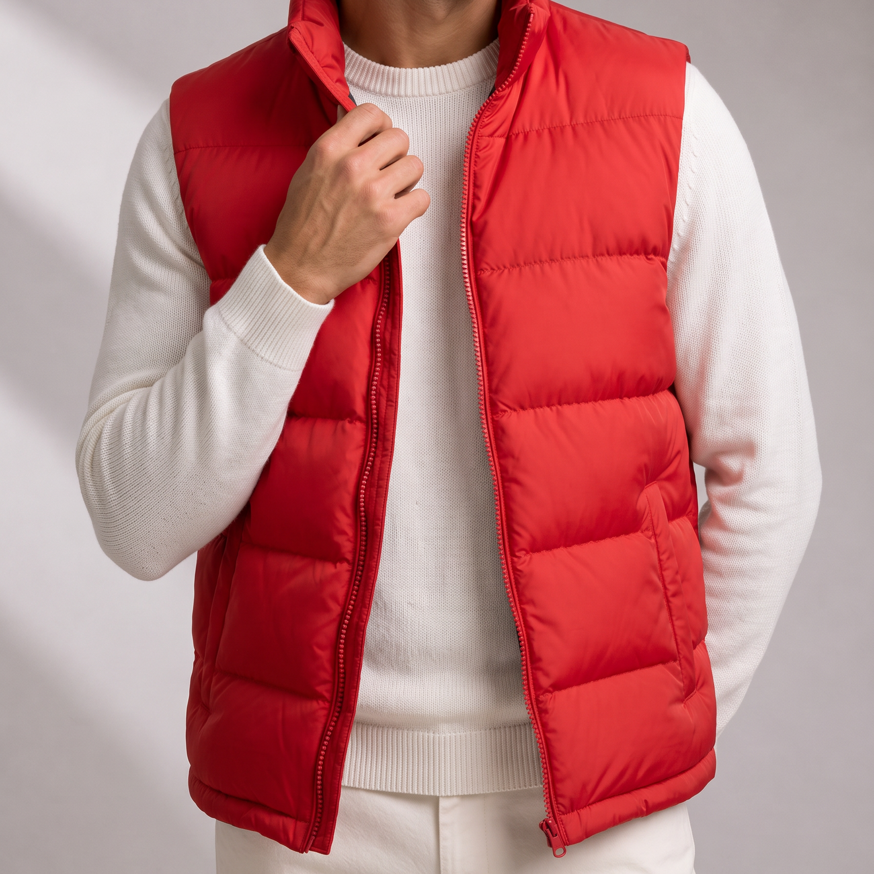 Men's Padded Puffer Gilet with High Collar and Secure Zip Pockets