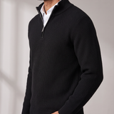 Men's Fine Knit Quarter Zip Sweater with Stand Collar