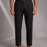Men's Classic Linen Pleated Trousers from Breathable Fabric