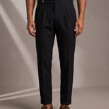 Men's Cotton Trousers with Side Adjuster and Double Button