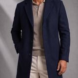 Men's Single Breasted Wool Coat Notch Lapel Design
