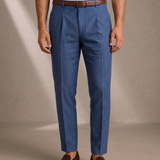 Men's Classic Linen Pleated Trousers from Breathable Fabric