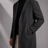 Men's Single Breasted Wool Coat Notch Lapel Design