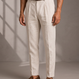 Men's Classic Linen Pleated Trousers from Breathable Fabric