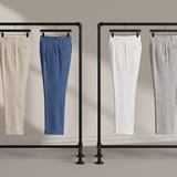 Men's Classic Linen Pleated Trousers from Breathable Fabric