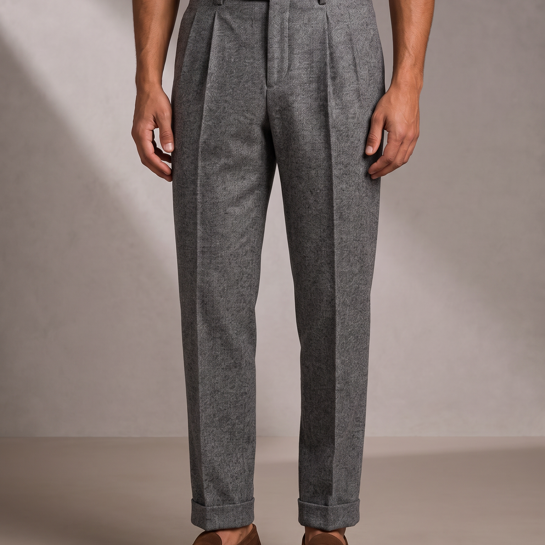 Men's Flannel Button-Tab Trousers with Side Adjuster